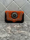 P & G Collection Orange Engraved Concho Snap Wallet With Turquoise Stones