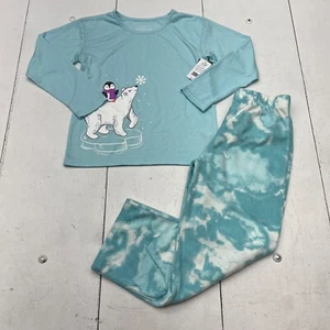 Cuddl Duds Aqua Winter Print Pajama Outfit Set Flame Resistant Girls L 10/12 - Picture 1 of 14
