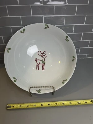 St. Nicholas Square TIS THE SEASON 3Qt 11" Round Serving Bowl Reindeer Holly - Image 1 of 4