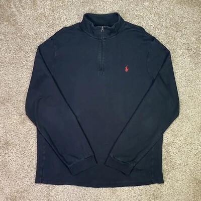 Мужской свитер Polo Ralph Lauren XL 1/4 на молнии легкий пуловер Pima Red Pony для гольфа - Изображение 1 из 4