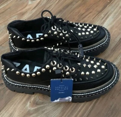 Zara Special Edition Studded Shoes loafers Sz 6 NWT - Image 1 of 3
