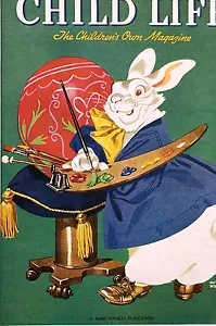 Keith Ward Easter Child Life Cover 1940 Artist BUNNY PAINTING EASTER EGG Matted - Picture 1 of 9