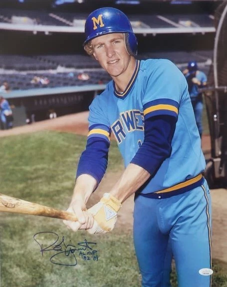 AUTOGRAPHED 16x20 ROBIN YOUNT "AL MVP 82,89" Milwaukee Brewers Photo JSA Witness - Image 1 of 1