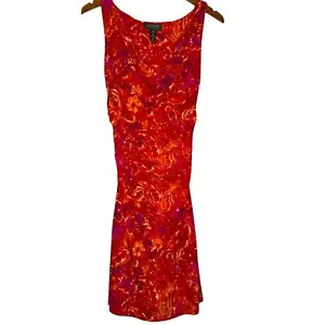 Abito bodycon Lauren Ralph Lauren taglia 2 rosa mandarino stampato senza maniche - Foto 1 di 3