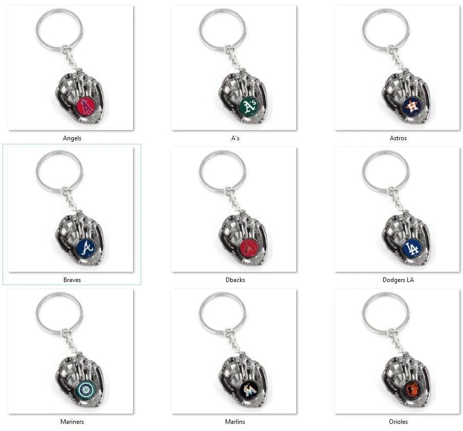 MLB Chrome Glove with Logo in Palm Key Chain by AMINCO -Select- Team Below - Image 1 of 1