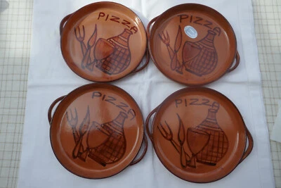 4 neue Pizzateller / Keramik / Ton / Vintage / Durchm.  ca. 23 cm / Handbemalt - Bild 1 von 3