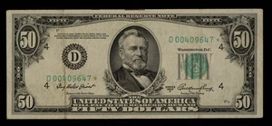 FR 2108-D* $50 1950 A Federal Reserve Note US - Star Note - SKU-CA1645 - Picture 1 of 2