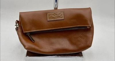 Bolso sin asas/muñequera PATRICIA NASH DE COLECCIÓN flexible de cuero marrón de alta calidad con cremallera plegable  Foto 1 de 4