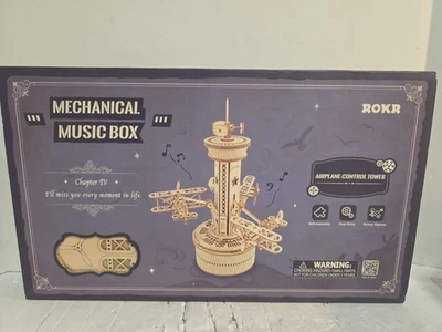ROKR Airplane Control Tower MOVING Wooden Music Box Puzzle New Open Box - Image 1 of 4