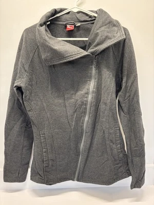 Puma Mujer Gris Asimétrico Cremallera Cuello Alto Manga Larga Chaqueta Grande Foto 1 de 2