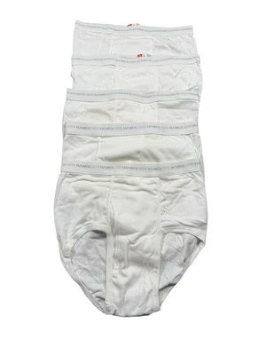 6 VTG Hanes Men's Briefs Size 36 White Underwear Gray Line Waistband USA 1994 - Image 1 of 3
