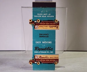 Republic Van & Storage Co Los Angeles Vintage Truck Design Matchbook - Picture 1 of 2