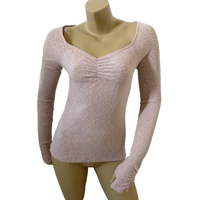 Camisa JESSICA SIMPSON Mujer Talla Pequeña Rosa Elástica Acanalada Manga Larga Agujero para el Pulgar Foto 1 de 4