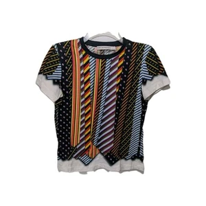 Mary Katrantzou Neck Tie Print Tee Womens XS Artsy T Shirt Short Sleeve  #5100 - Picture 1 of 7