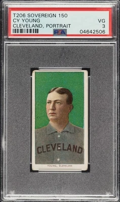 Cy Young T206 Portait 1909-11 Sovereign 150 Cleveland Salón de la fama PSA 3 - Solo 2 grados ^ Foto 1 de 2