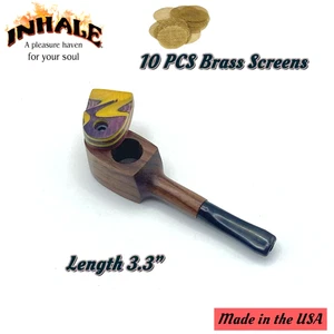Inhale®️ US MADE mill Wood Tobacco Smoking Pipe w 10 Brass Screen - Picture 1 of 4
