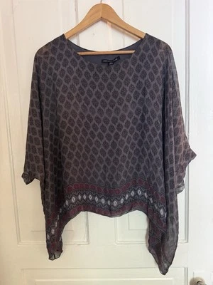 Blusa Saks Fifth Avenue para mujer Dolman Boho fluida forrada transparente. Azul gris. S Foto 1 de 4