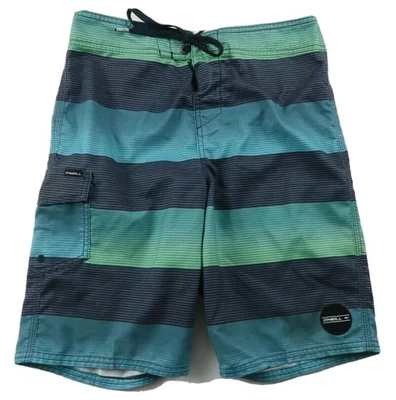 O Neill Mens Polyester Blue Green Striped Cargo Swim Trunk Shorts Size 27 - Image 1 of 4
