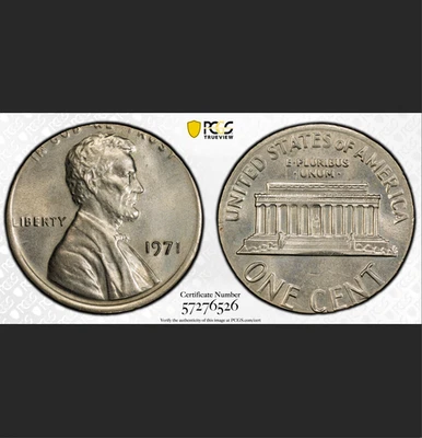 1971 PCGS MS64 Lincoln Cent on Dime! 🔴 $4,327 APR! RARE DATE 1C on 10C Planchet - Image 1 of 4