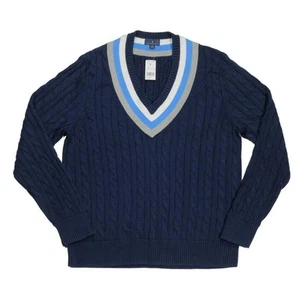 NWT Vintage Old Stock BROOKS BROTHERS Sweater Varsity Cableknit Sz. XL Navy - Picture 1 of 2