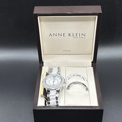 Anne Klein 12/2141INST Crystal Mother-of-Pearl Dial White Ceramic Watch - Image 1 of 4