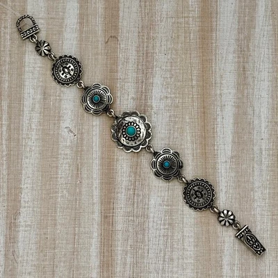 Pulsera concho turquesa tono plata Foto 1 de 3