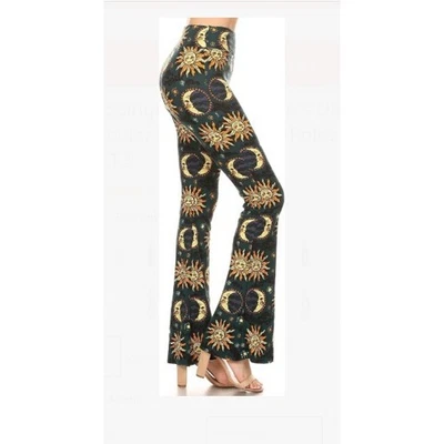 Pantalones Boho Acampanados Hippie Luna Estrellas Ultra Suaves Palazzo Leggings Depot ❣️ Talla M Foto 1 de 4