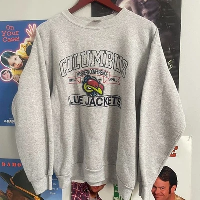 Sudadera vintage años 90 NHL Columbus Blue Chaquetas cuello redondo AN60496 Foto 1 de 2