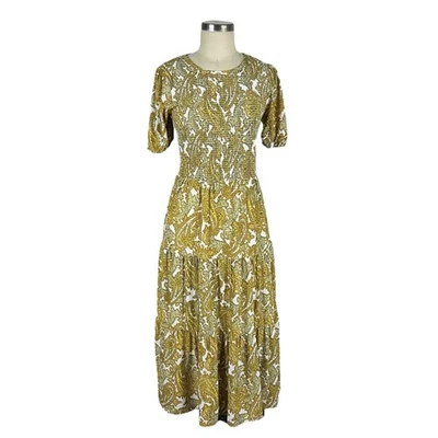 Vestido midi para mujer MK MICHAEL KORS amarillo estampado piasley azafrán mediano Foto 1 de 4