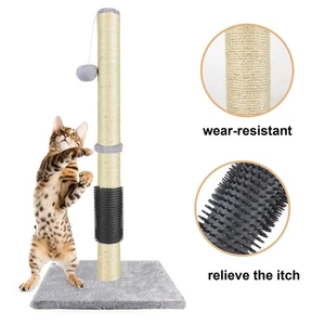 Cat Scratching Post Vertical Safe Cat Climbing Frame Tree with Dangling Toy 80cm - Picture 1 of 6