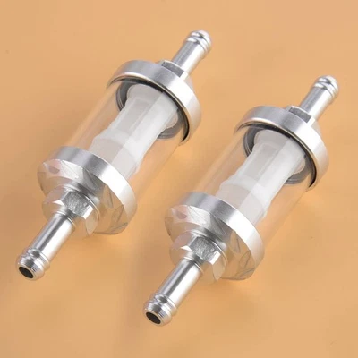 2x Universal Motorcycle ATV 8mm 5/16" Inline Fuel Filter Reusable Washable - Image 1 of 4
