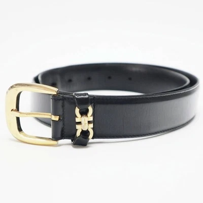 Cinturón para hombre Salvatore Ferragamo doble Gancini de cuero 85 negro K10-k042 Foto 1 de 4