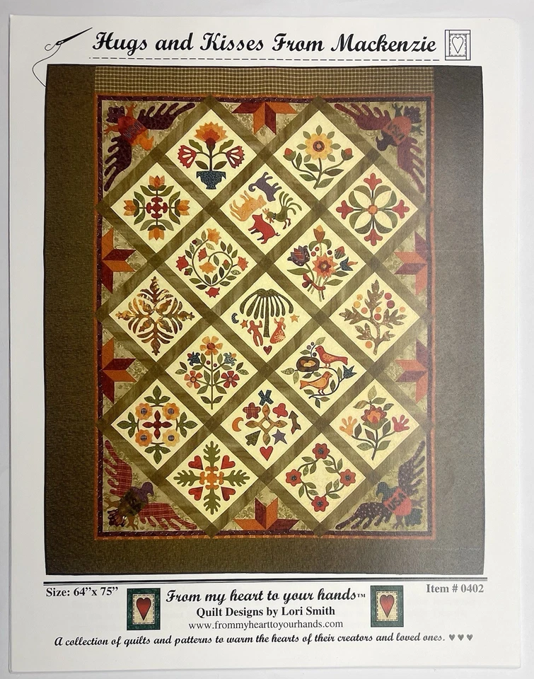 Hugs & Kisses from Mackenzie 0402 Quilt Designs VTG Pattern by Lori Smith 64x75"