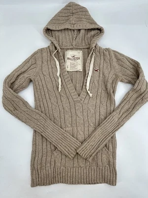 Hollister Womens Chunky Y2K Knit Hooded Sweater Size Large Bella Swan Slim Fit - Image 1 of 4