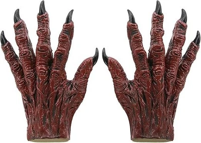 Guantes de demonio de Halloween látex aterrador zombi manos de diablo disfraz accesorios con disfraces Foto 1 de 4