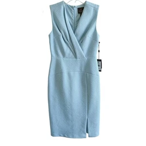 Adrianna Papell Size 0 Baby Blue Sleeveless Formal Sheath Knee Length Dress NEW - Picture 1 of 8
