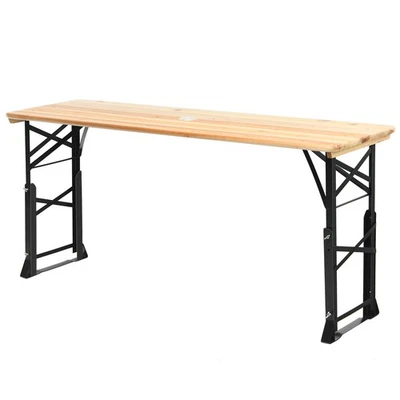 Costway 5.5 Ft Outdoor Folding Wood Picnic Table Height Adjustable Metal Frame - Image 1 of 4