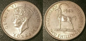 Rodesia Del Sur (Zimbabue) Jorge VI - 2 Chelines De Plata 1942 SUP ! KM#19 - Imagen 1 de 1