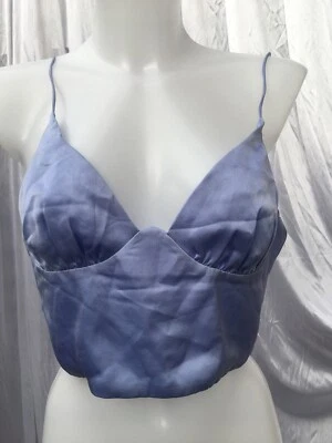 Kiss The Sky Cami Cropped Top Side Zip Purple Blue Size L New No Tag UK - Image 1 of 3