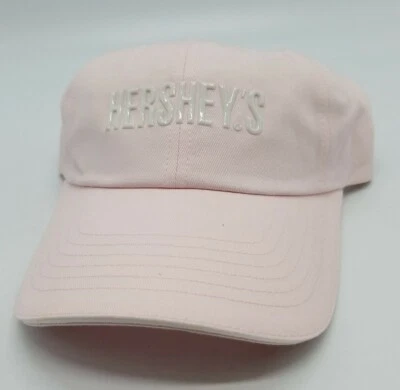 Boné de beisebol ajustável Hershey's marca chocolate rosa branco novo em folha promocional - Imagem 1 de 4