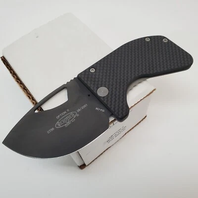 Vintage Microtech Option II Credit Card Frame‑Lock Knife CF/Black Plain 300272 - Image 1 of 4