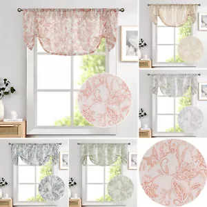Floral Print Tie Up Valance Farmhouse Window Curtain for Bedroom Living Room - Picture 1 of 41