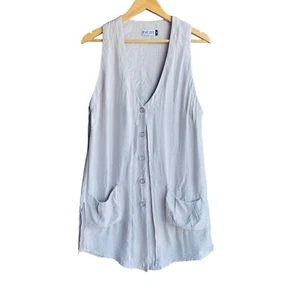 The Ark Linen Blend Blouse Vest Pockets Size M - Picture 1 of 6
