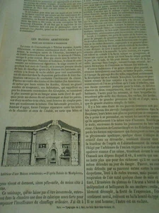 Les maisons Arméniennes 1856 Gravure Print Article - Picture 1 of 1