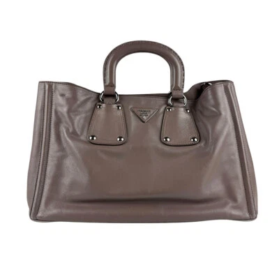 Auténtico Bolso de Mano PRADA Bolso de Hombro Cuero Gris Púrpura - z4615 Foto 1 de 4