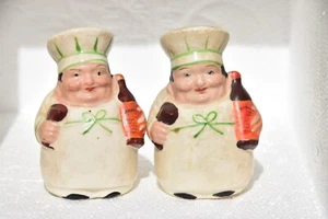 Mid century, heavy chef, salt and pepper shakers , Japan , hand painted - Picture 1 of 6