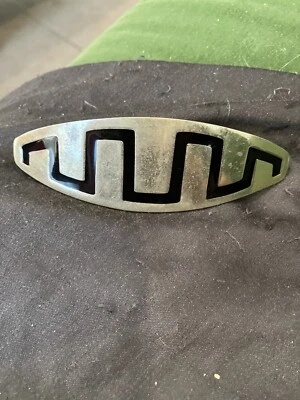 "Correa para el cabello ANNE HARVEY NÍQUEL PLATA 4"" esmalte negro FIRMADA" Foto 1 de 4