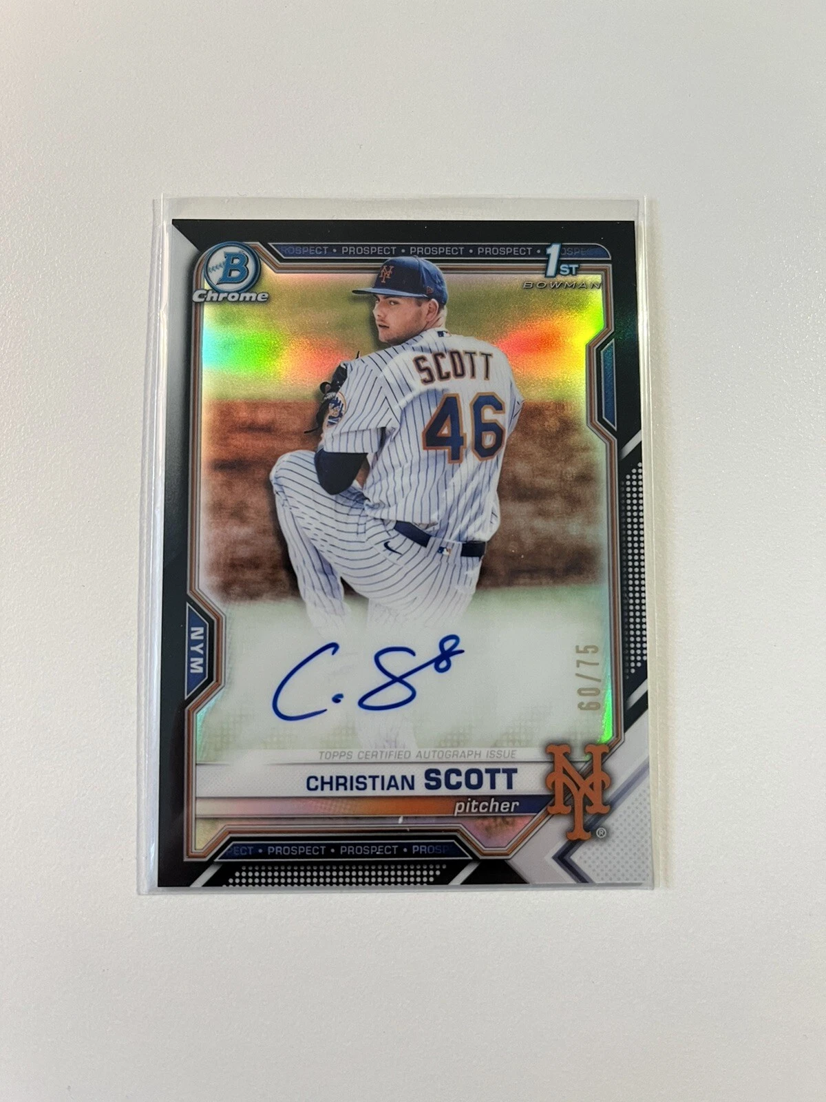 2021 Bowman Draft Chrome BLACK Refractor Auto /75 Christian Scott 1st #CDA-CS