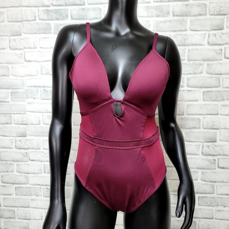 Traje de baño Kenneth Cole Wonder sexy con inserción de malla sólida push up control abdominal 1 pieza Foto 1 de 4