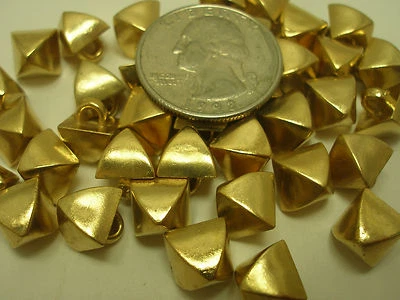 New Lots 10 Plastic Electroplated 3/8" (10mm) Gold Pyramid Square Buttons (#Q) - Image 1 of 3